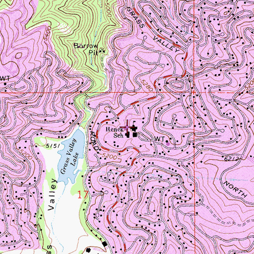 Topographic Map of Mary P Henck Intermediate School, CA