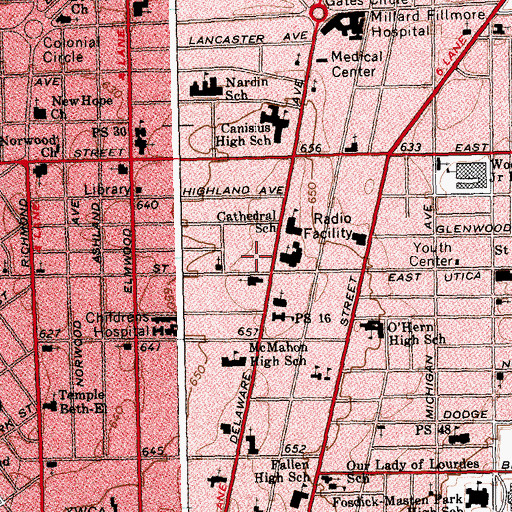 Topographic Map of Delaware Nursing and Rehabilitation Center, NY