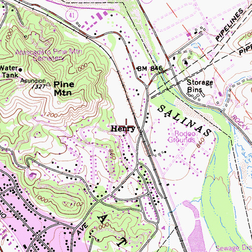 Topographic Map of Henry, CA