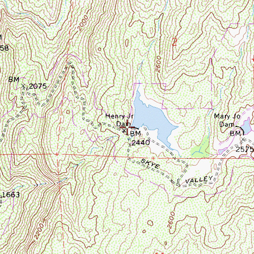 Topographic Map of Henry Junior Dam, CA
