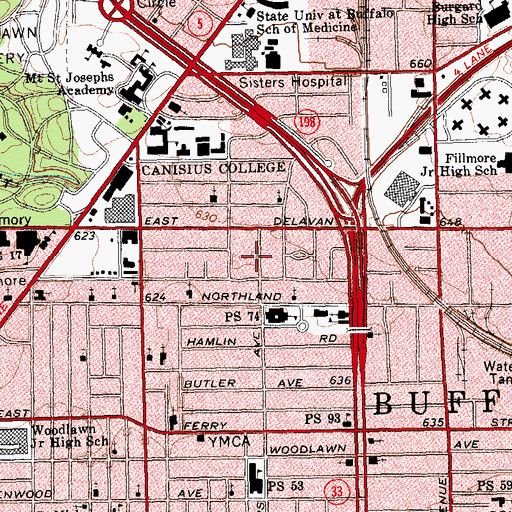 Topographic Map of Niagara Lutheran Home and Rehabilitation Center, NY