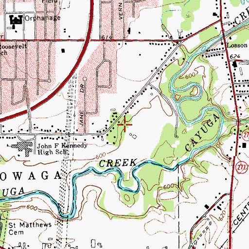 Topographic Map of Peregrine's Landing Senior Community at Cheektowaga, NY