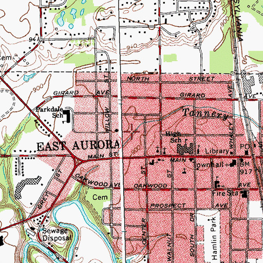 Topographic Map of Absolut Care Center for Nursing and Rehabilitation at Aurora Park, NY