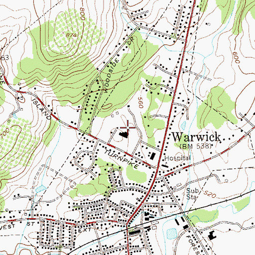 Topographic Map of Schervier Pavilion Nursing Home, NY