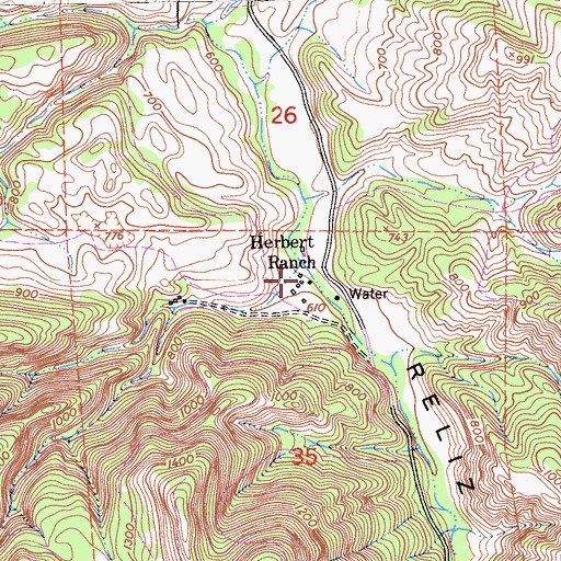 Topographic Map of Herbert Ranch, CA