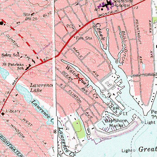 Topographic Map of Atria Bay Shore, NY