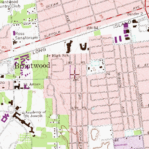 Topographic Map of Brentwood Adult Home, NY