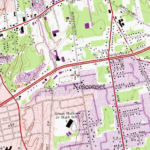 Topographic Map of Nesconset Center for Nursing and Rehabilitation, NY