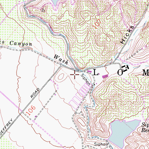 Topographic Map of Hicks Canyon, CA