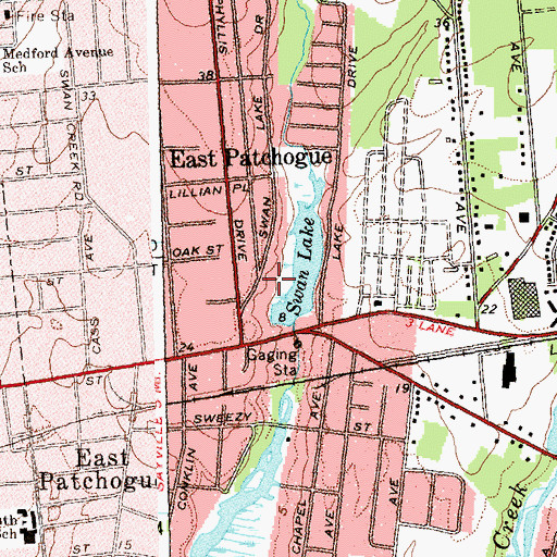 Topographic Map of Patchogue Nursing Center, NY