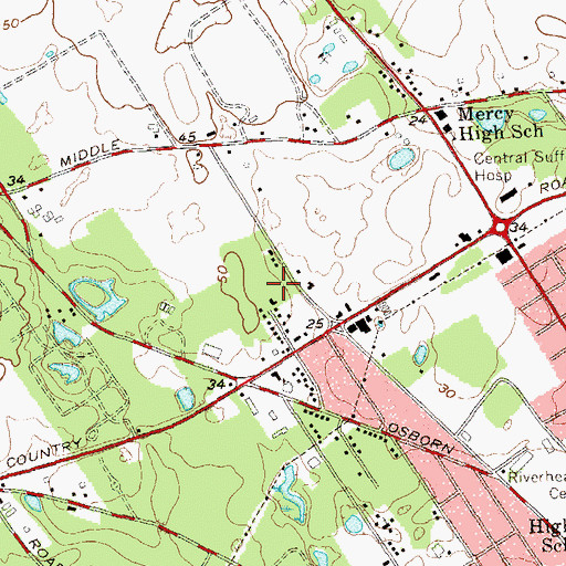 Topographic Map of Riverhead Care Center, NY