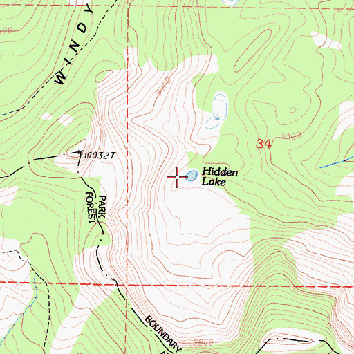 Topographic Map of Hidden Lake, CA