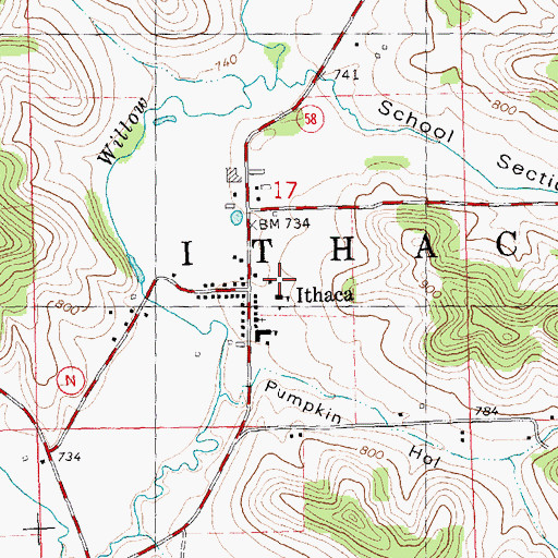 Topographic Map of Ithaca Middle School, WI