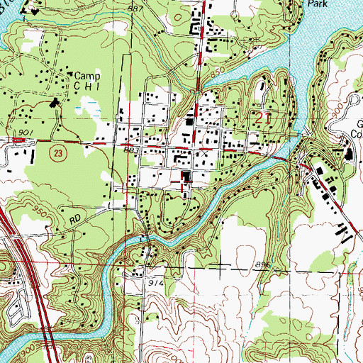 Topographic Map of Lake Delton Elementary School, WI