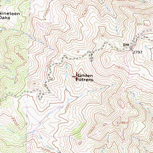 Topographic Map of Hidden Potrero, CA