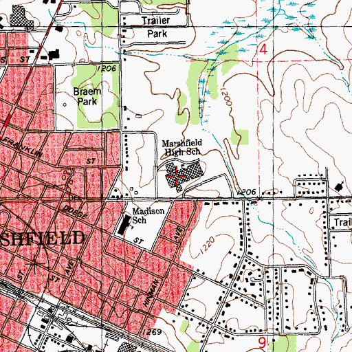 Topographic Map of Marshfield Human Services Academy, WI