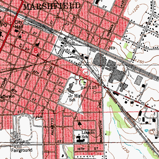 Topographic Map of Marshfield K4 School, WI