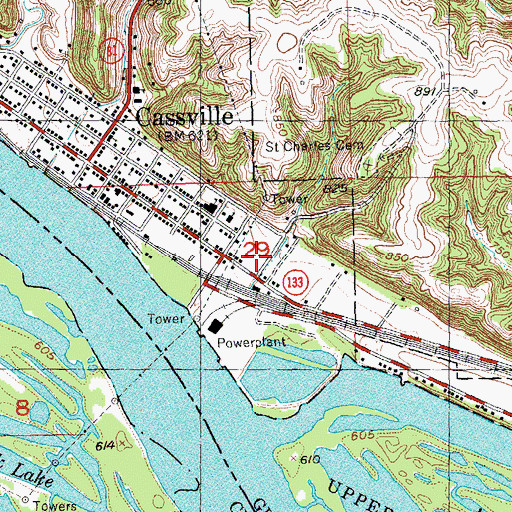 Topographic Map of Cassville High School, WI