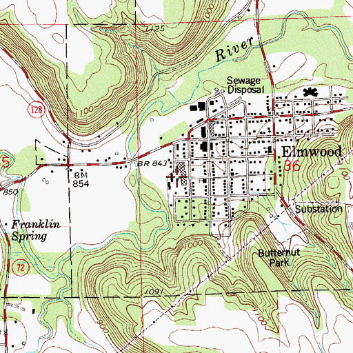 Topographic Map of Elmwood Elementary School, WI