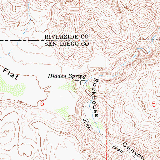 Topographic Map of Hidden Spring, CA