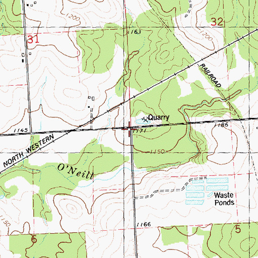 Topographic Map of Hillside School, WI