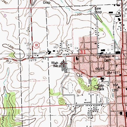 Topographic Map of Viroqua Middle School, WI