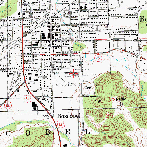 Topographic Map of Boscobel Middle School, WI