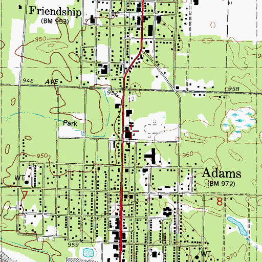 Topographic Map of Adams - Friendship Middle School, WI