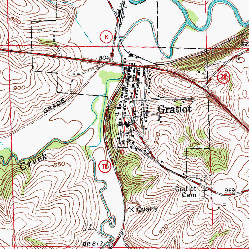 Topographic Map of Black Hawk Middle School, WI