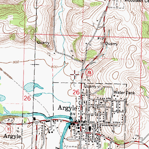 Topographic Map of Argyle Elementary School, WI