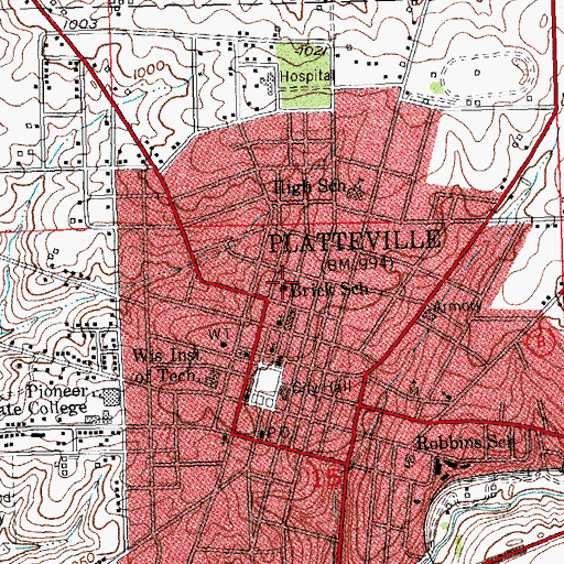 Topographic Map of Gray Early Learning Center, WI