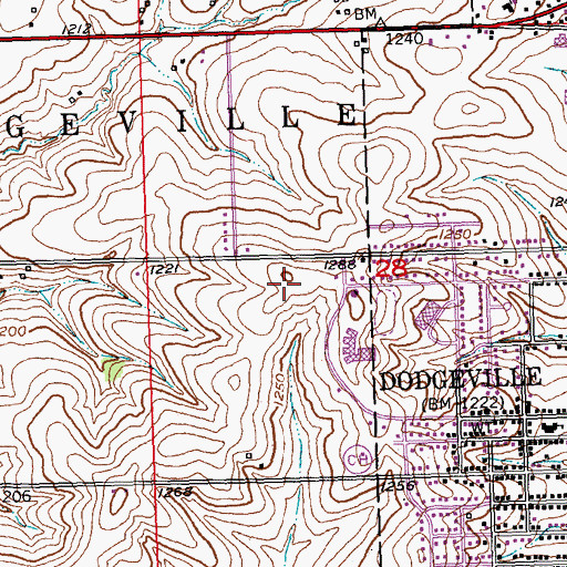 Topographic Map of Dodgeville Middle School, WI