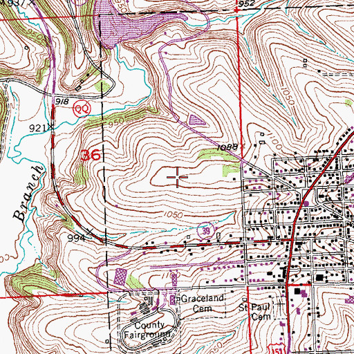 Topographic Map of Mineral Point Middle School, WI