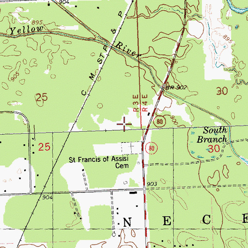Topographic Map of Necedah Elementary School, WI