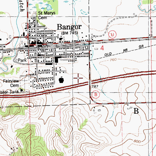Topographic Map of Bangor Middle School, WI