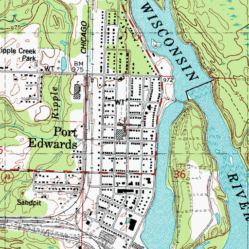 Topographic Map of Port Edwards Middle School, WI