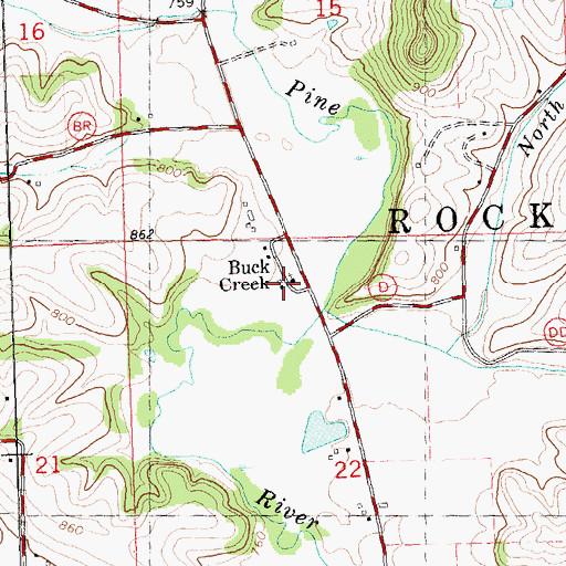 Topographic Map of Buck Creek Mennonite School, WI