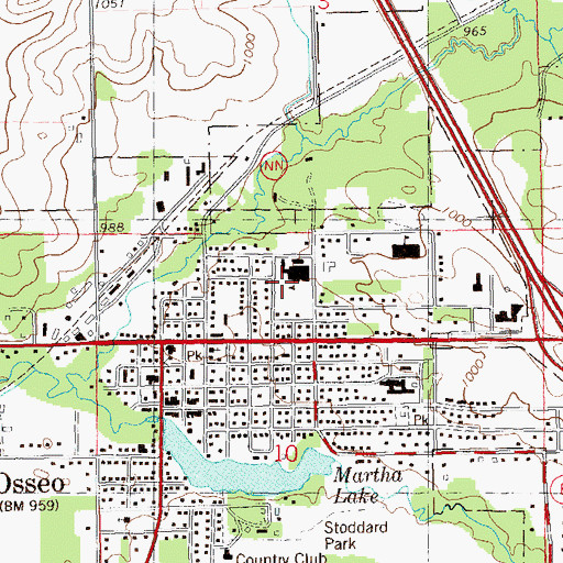 Topographic Map of Osseo Middle School, WI