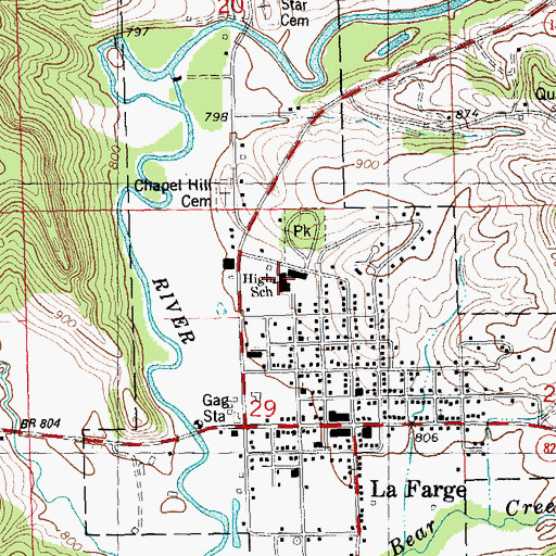 Topographic Map of La Farge Elementary School, WI