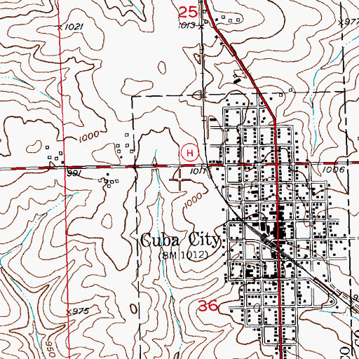 Topographic Map of Cuba City Elementary School, WI