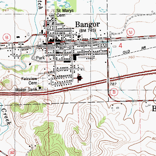 Topographic Map of Bangor Elementary School, WI