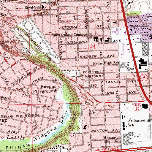 Topographic Map of Flynn Elementary School, WI