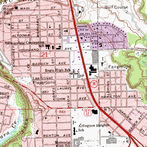 Topographic Map of Regis Catholic Middle School, WI
