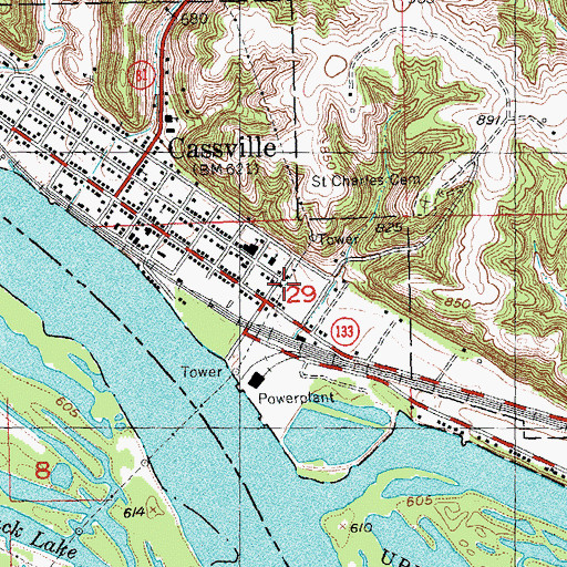 Topographic Map of Cassville Elementary School, WI