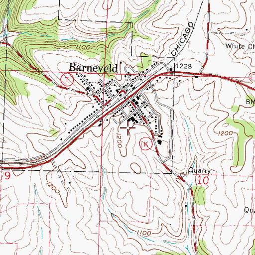 Topographic Map of Barneveld Elementary School, WI
