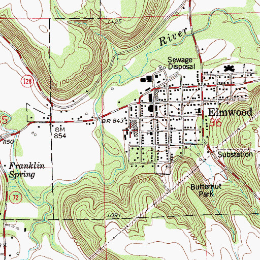 Topographic Map of Elmwood Middle School, WI