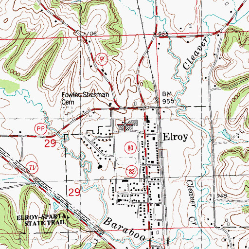 Topographic Map of Elroy Elementary School, WI