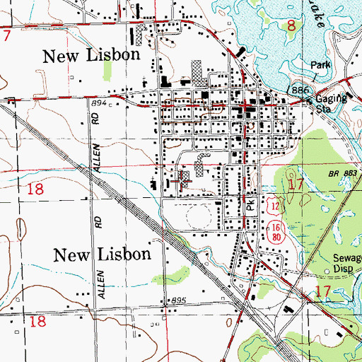 Topographic Map of New Lisbon High School, WI