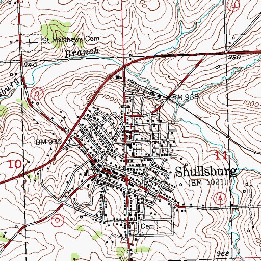 Topographic Map of Shullsburg Junior High School, WI