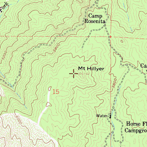 Topographic Map of Mount Hillyer, CA